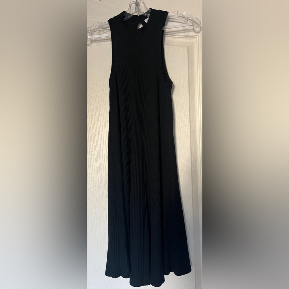 Hollister Black Ribbed Halter Swing Dress Size Small Y2K Casual Mini Dress
